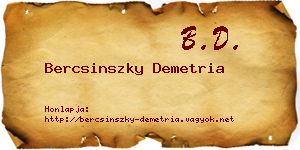 Bercsinszky Demetria névjegykártya